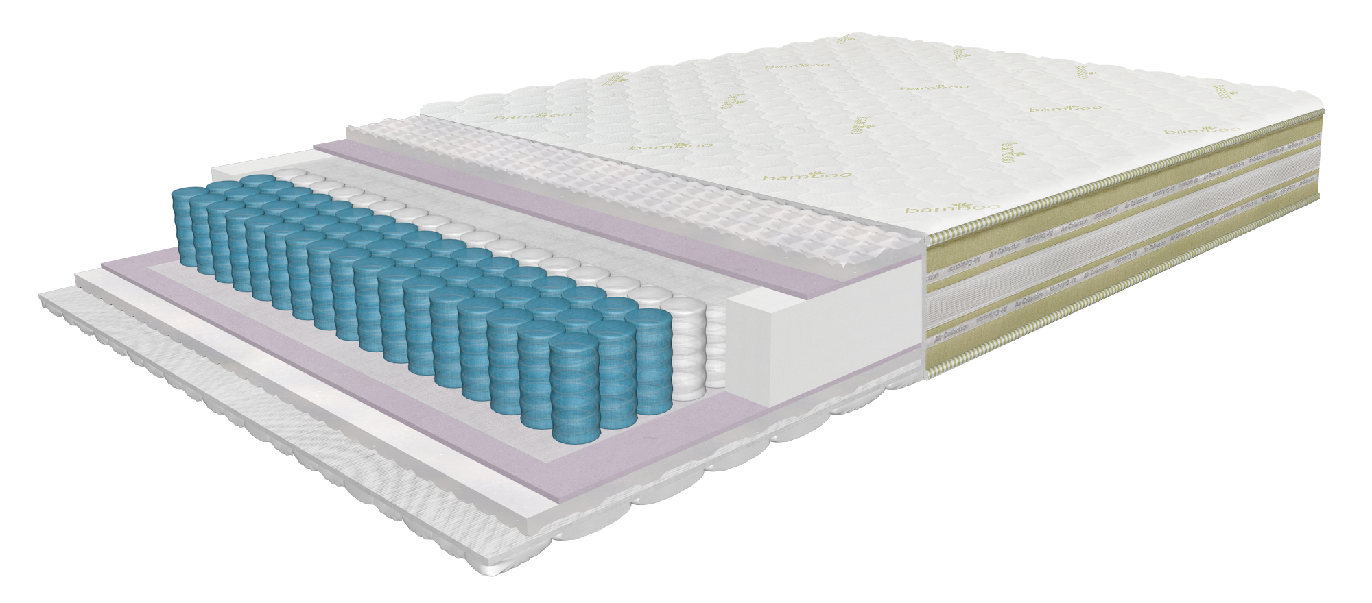 Матрас Air Smart 90x200 см с 7-зон Pocket пружинами и HR, высота 25 см, скрученный